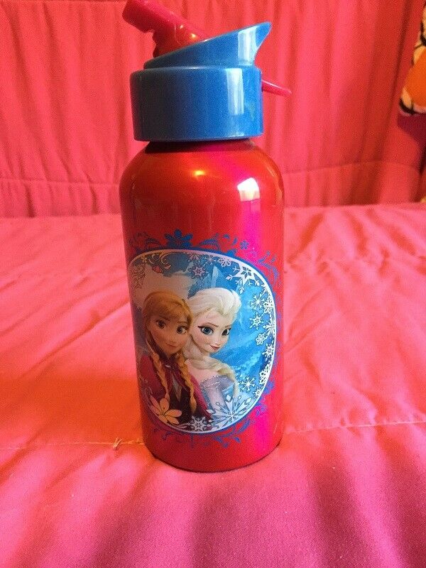 Disney Frozen Exclusive Fuchsia Aluminum Water Bottle Anna and Elsa