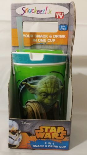 Snackeez Jr Disney Star Wars 2 in 1 Snack & Drink Cup Yoda Brand New