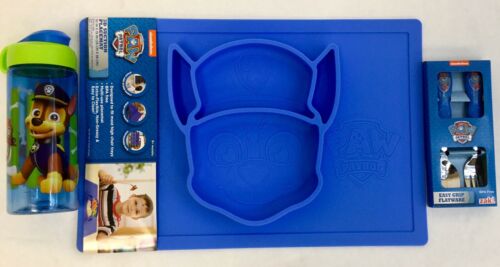 Zak! Paw Patrol dinner meal time set. Placemat, Flatware and Flip Top Bottle