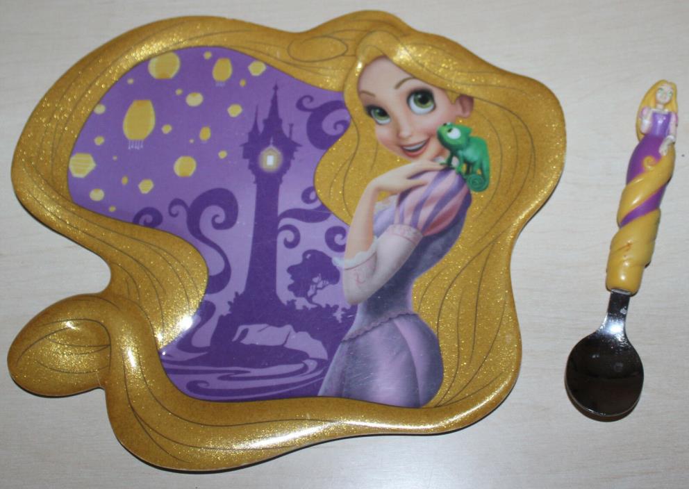 Disney Tangled Princess Rapunzel Melamine  Plate and Spoon