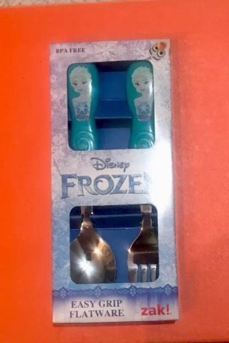 Frozen Elsa Easy Grip Flatware 2 Piece Set Spoon Fork Disney Zak! BEST SELLER!