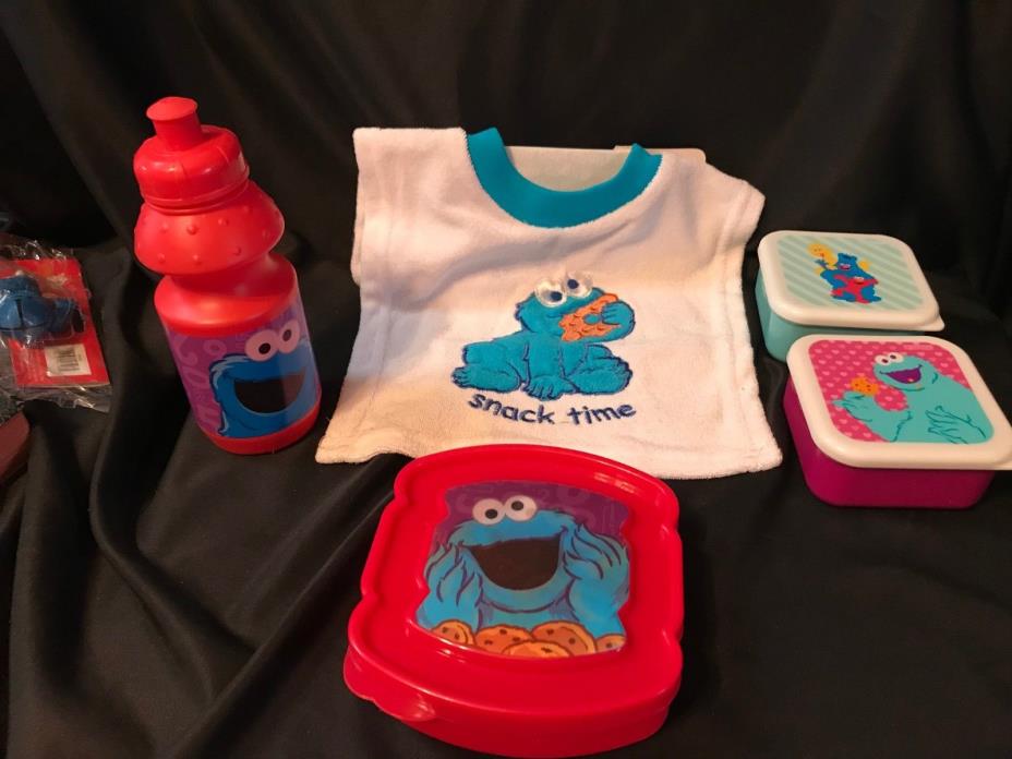 Brand New Lot of 5 Baby Child Snack time Sesame Street Cookie Monster