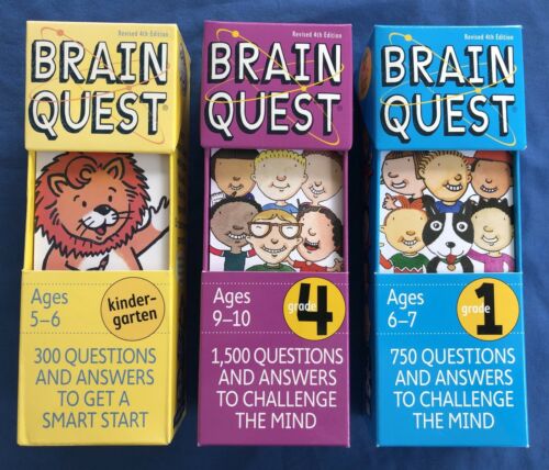 3 NEW Brain Quest Educational Games Kindergarten 4th & 1st Grade Questions