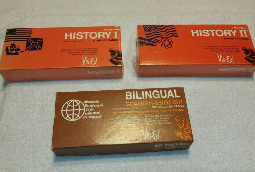 Lot of Vis-Ed American History I II Bilingual Spanish-English Study Card Sets