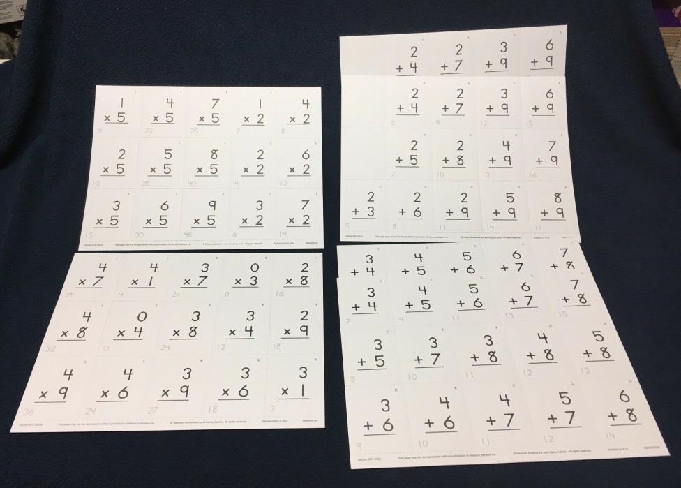 SAXON MATH MULTIPLICATION & ADDITION FACT / FLASH CARDS - DOUBLE SIDED