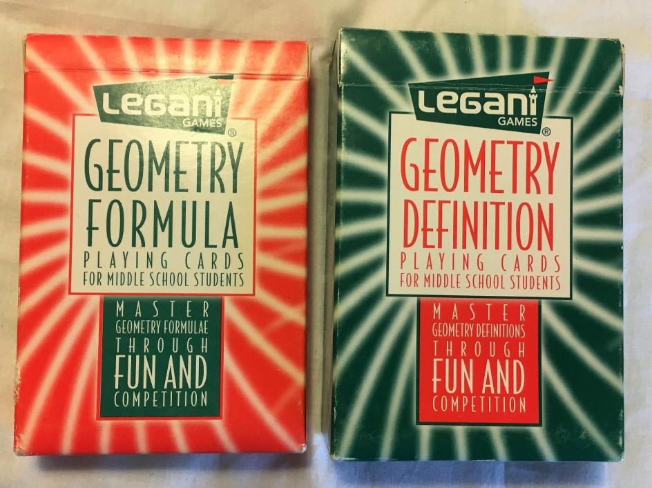 Geometry Definition Playing Cards for Middle School Students NEW Legani Math