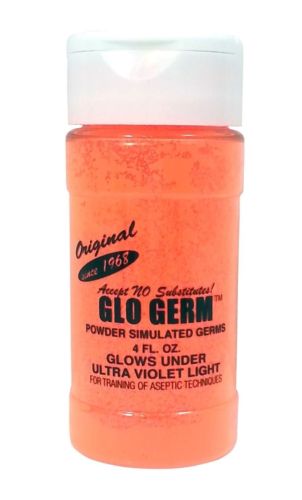 Orange Glo Germ Powder 1.9 ounce Simulates Germs Teach Hygiene Safety