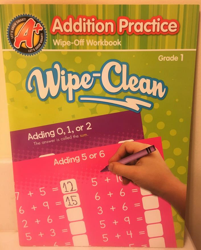 WIPE CLEAN ADDITION PRACTICE WORKBOOK WIPE OFF Grade 1 home school learn first