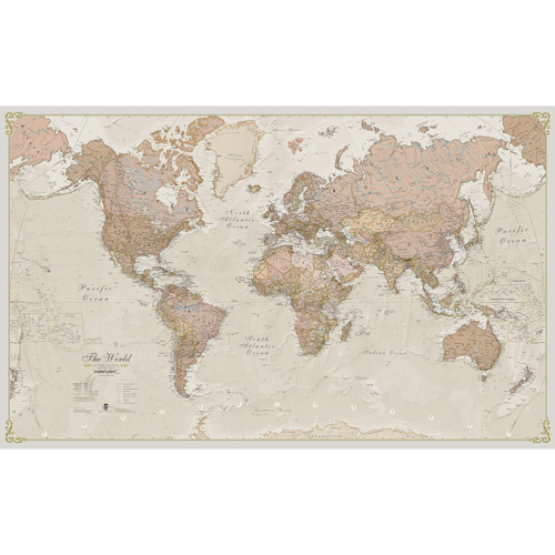 Maps International Giant World Map - Antique World Map Poster - Laminated – 77.5