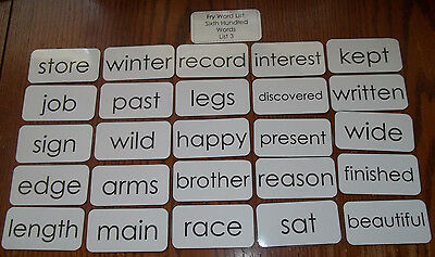 25 laminated Fry high frequency sight word flash cards.  Sixth Hundred List 3