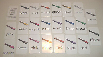 22 Miniature Magnet Wand themed Colors Flashcards.  2 x 3.5 inches Vertical lami