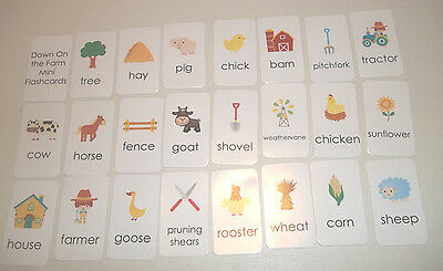 23 Miniature Farm themed Literacy Flashcards.  2 x 3.5 inches Vertical laminated