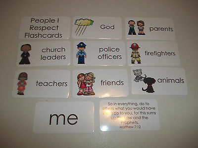 10 pack People I Respect flashcards.  Preschool Bible study curriculum activity.