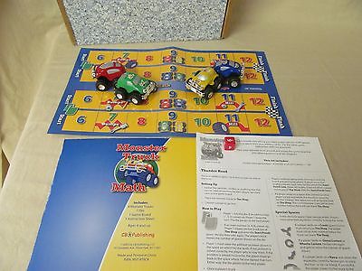 Monster Truck Math Game Board & 4 Trucks Pre-K-1st Elementary Math Add Subtract