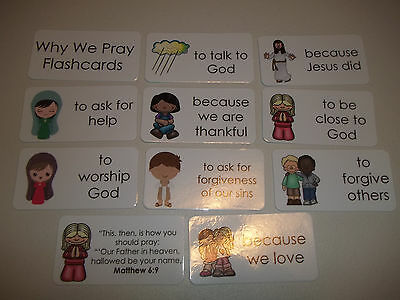 10 pack Why We Pray themed flashcards.  Preschool Bible study curriculum activit