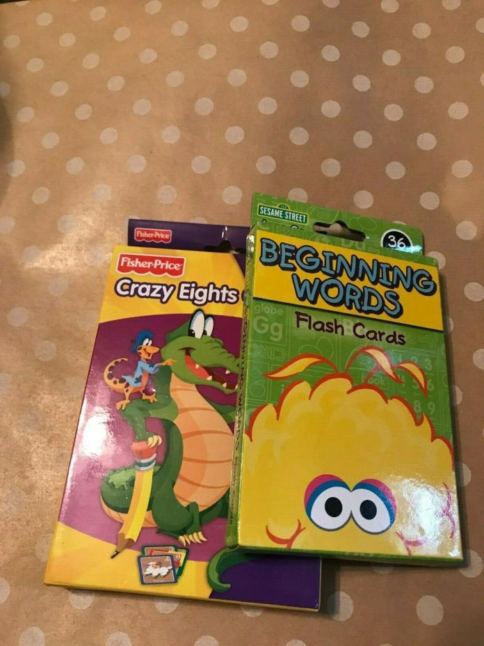 NWT 2 Pack Sesame Street Flash Cards Early Learning Words,Crazy eights game