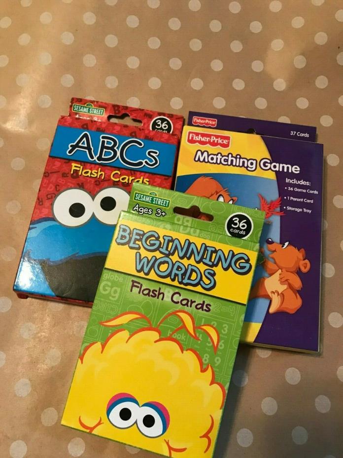 NWT3 Pack Sesame Street Flash Cards Early Learning Words, ABC, match Flash Cards