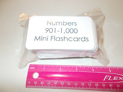 100 Miniature Laminated Numbers 901-1,000 flashcards.  Pre-k, preschool math num