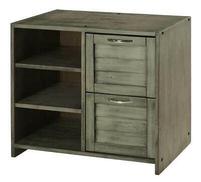 Louver 2 Drawer Chest with Shelves in Antique Gray Finish [ID 3786227]