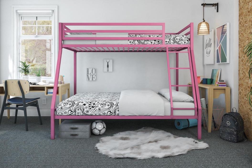 Mainstays Twin Over Full Metal Sturdy Bunk Bed Pink New Free Shipping
