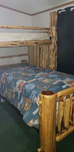 Custom HANDMADE TWIN LOG BEDS, BUILT IN LADDER, HEAVY DUTY