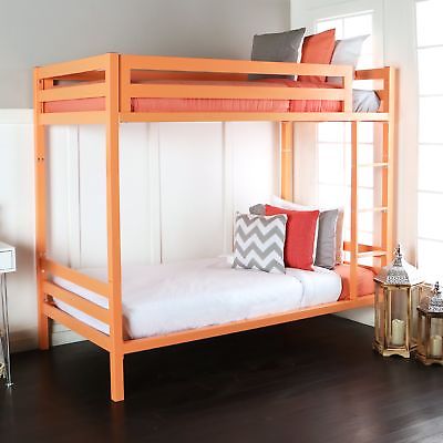 WE Furniture Premium Twin Metal Bunk Bed Coral