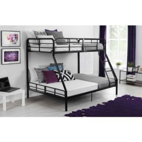 Twin Over Full Metal Sturdy Bunk Bed, Black