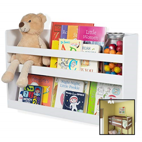 Children's Kids Room Wall Shelf Wood Material Great For Bunk Bed Nursery B WHITE