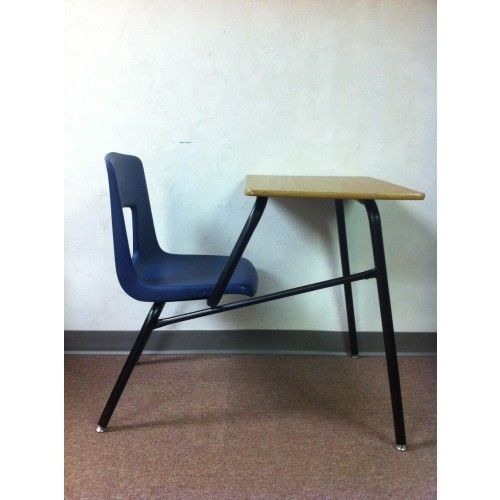 (Set of 24) Student Combo Desk - Navy Blue Seat - Black Frame***WE SHIP**