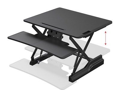 Monoprice Height Adjustable Sit Stand Riser Desk Converter 30 Inch Table Top