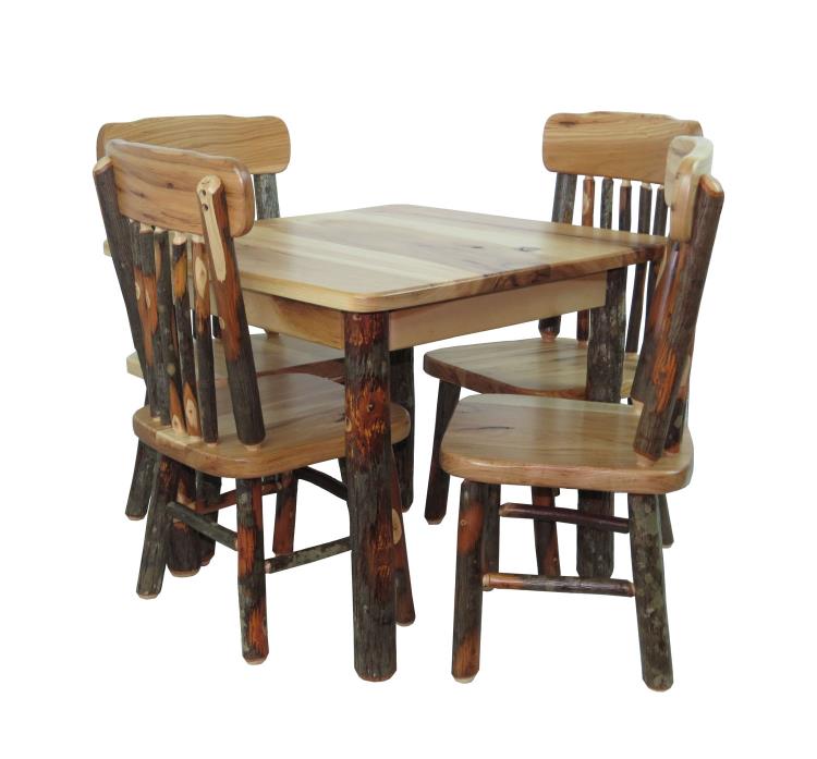 Child's 5 Piece Hickory kitchen Table Set (22 x 22 x 18) with 4 Hickory Chairs
