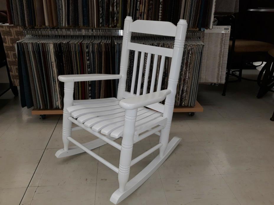 White Matte Wooden Child's Rocking Chair