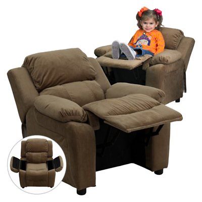 Flash Furniture Deluxe Heavily Padded Microfiber Kids Recliner with Storage Arms