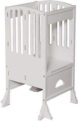 Contemporary Kitchen Helper Adjustable Height Walnut Folding Step Stool Wooden