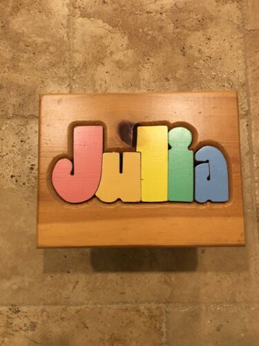 Kids puzzle Personalized Name wooden stool bench - JULIA