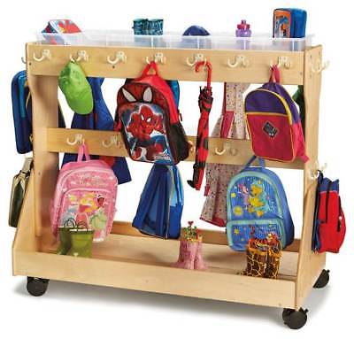Mobile Backpack Cart with Clear Cubbies Trays [ID 3408283]