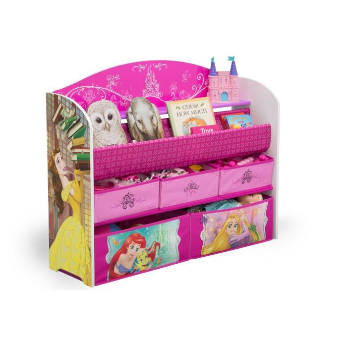 Disney Princess Deluxe Childrens Kids Toddler Tiered Book & Toy Organizer