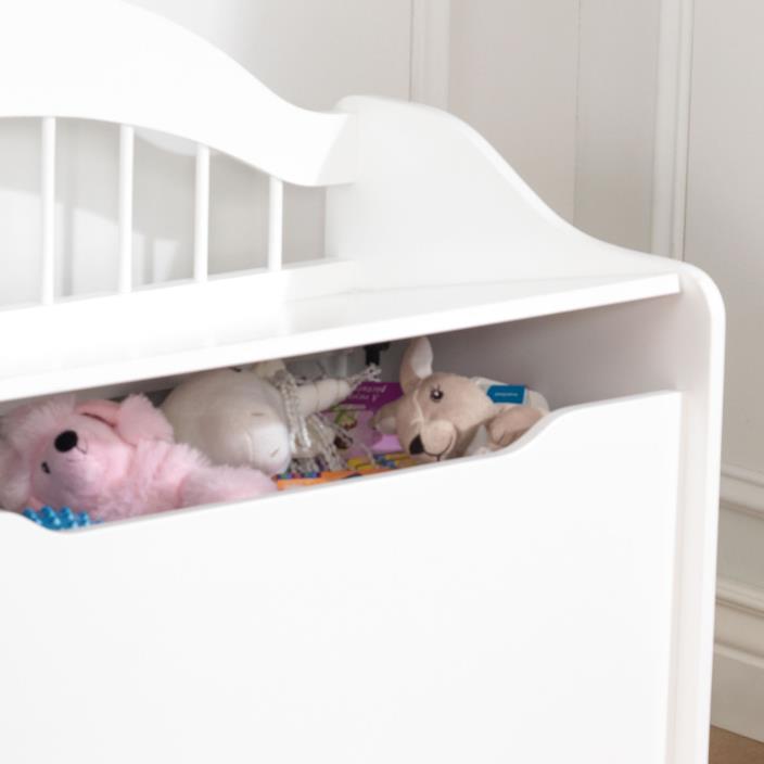 Toy Box Cherry WHITE NATURAL WOOD  Kids storage Chest Bench