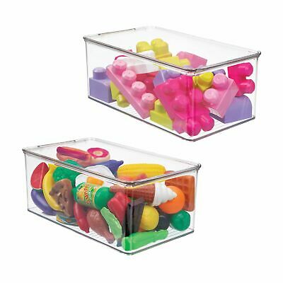 mDesign Plastic Stackable Toy Storage Bin Box with Lid, 5