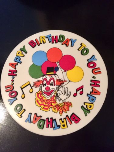 Vtg HAPPY BIRTHDAY MUSICAL CLOWN ROTATING 10 1/2 in Cake Plate