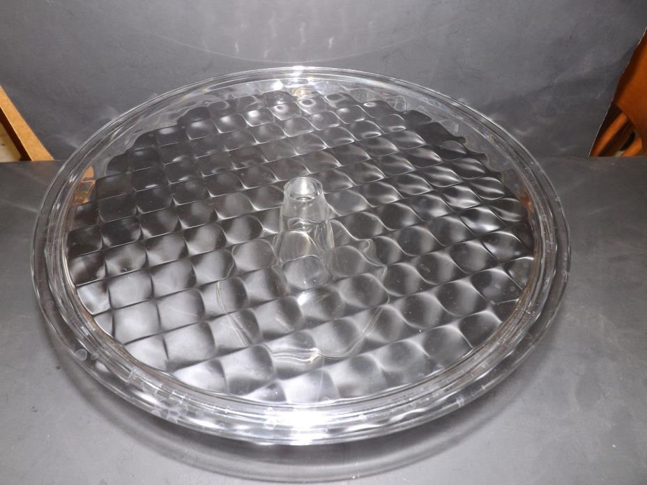 CLEAR GLASS DIAMOND QUILTED CHECKERED PEDESTAL CAKE STAND