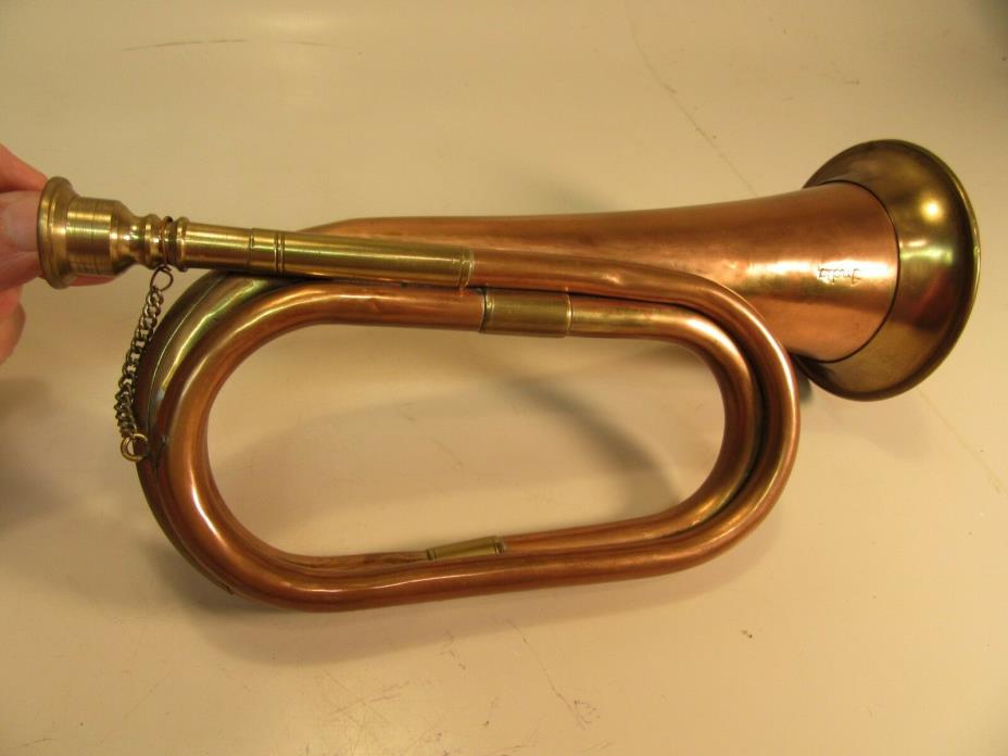 Vintage Bugle made in India Brass/Copper 11'' 1/8'' long 4'' Diameter Horn