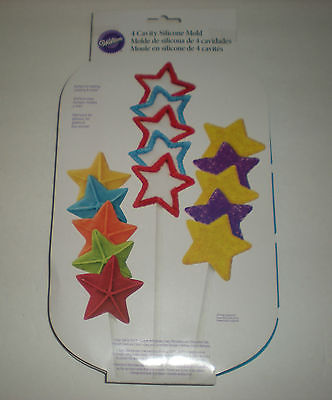 Wilton Silicone Mold Makes Groups of 5 Star Treats Cookies Candy Cake Pops New