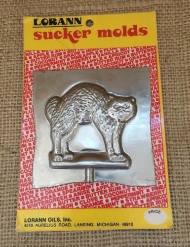 NOS Vintage Lorann Halloween Black Cat Metal Sucker Mold