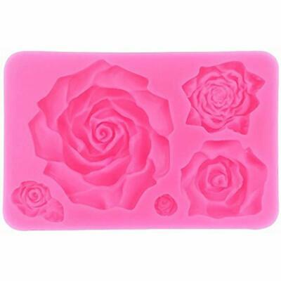 Large 5 Assorted Sizes Roses Resin Fondant Candy Silicone Mold For Sugarcraft, 