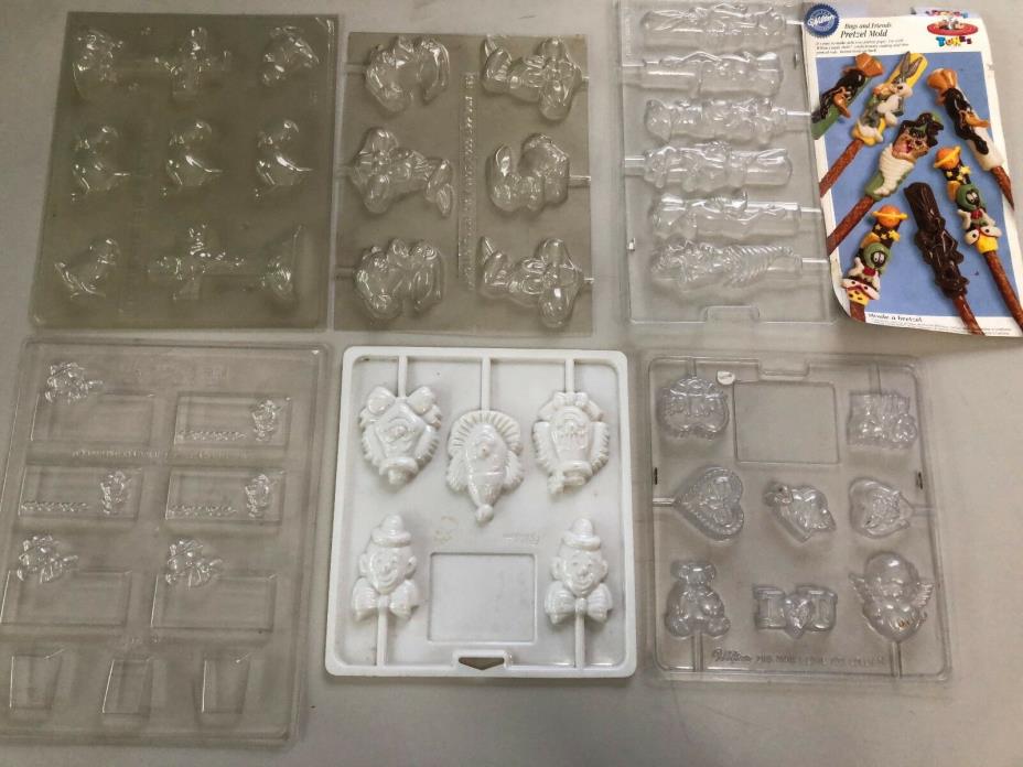 Lot of 6 Assorted Plastic Candy Mold Form Sheets