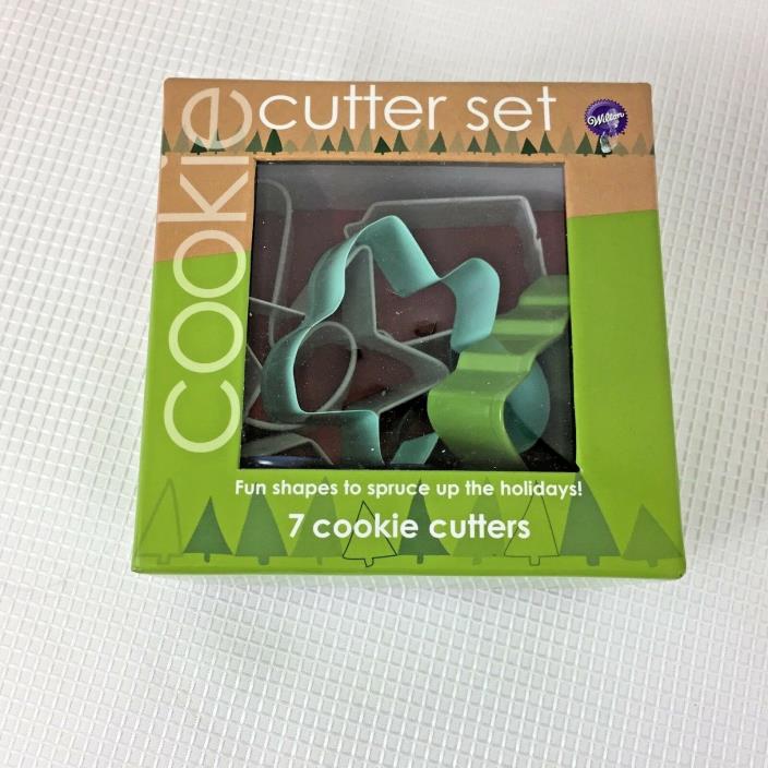 Wilton 7 Piece Gift Box Cookie Cutter Set Christmas Tree Star Candy Cane 2016