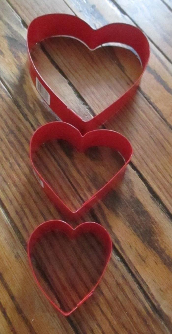 Set of 3 Red Heart Cookie Cutters