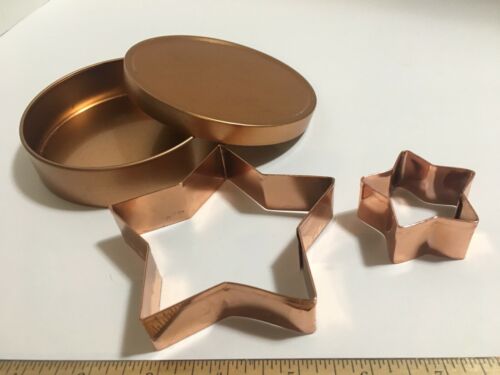 Copper Colored Star Cookie Cutters Set of 2 in Storage Tin