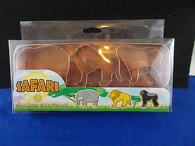Safari cookie cutter copper plated set with case elephant lion gorilla 3 piece